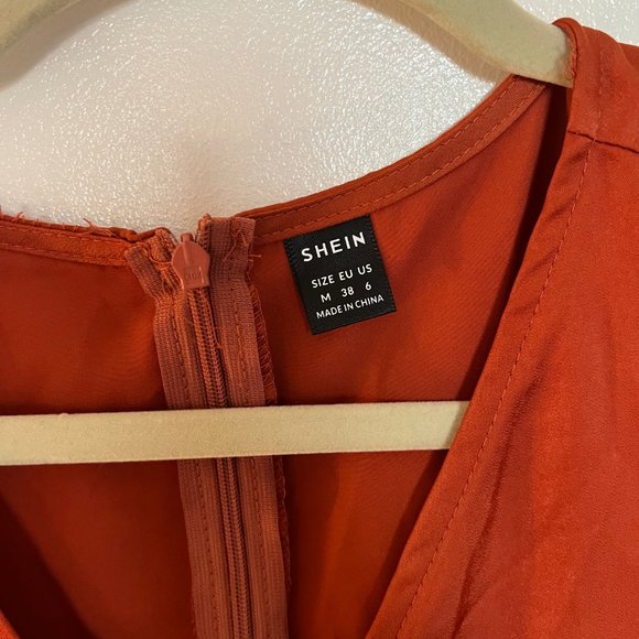 Terra Cotta Faux Wrap style Midi Dress - M - Picture 5 of 12